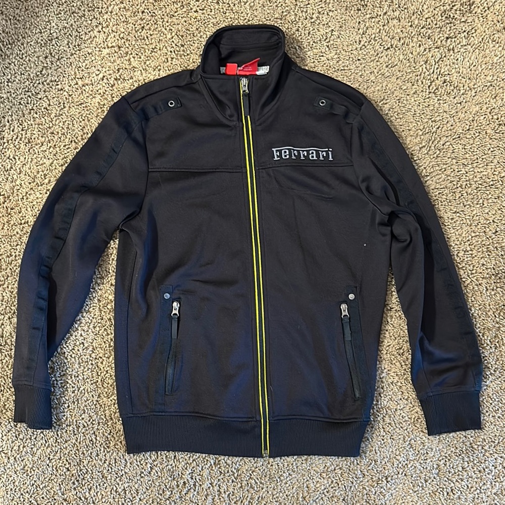 Ferrari Black Track Jacket with Yellow Accents